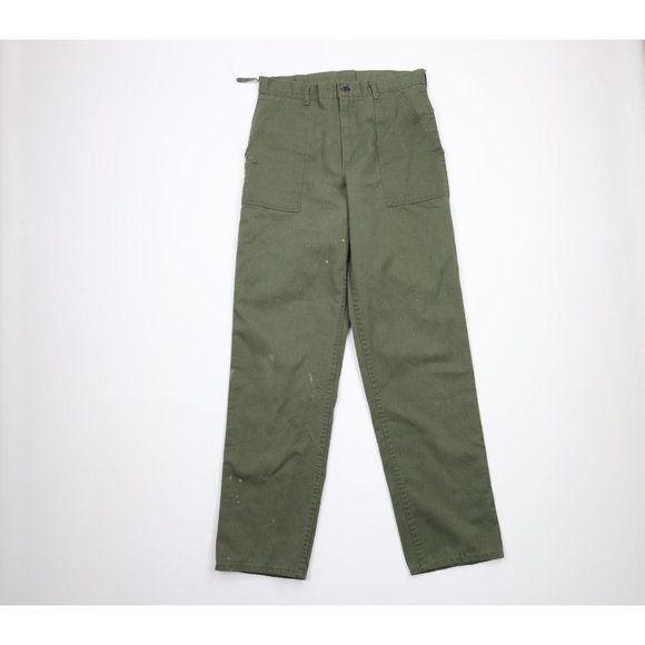 Vintage 60s Sweet Orr 30x32 Distressed Union Made Flared Military Utility Pants - Picture 1 of 16